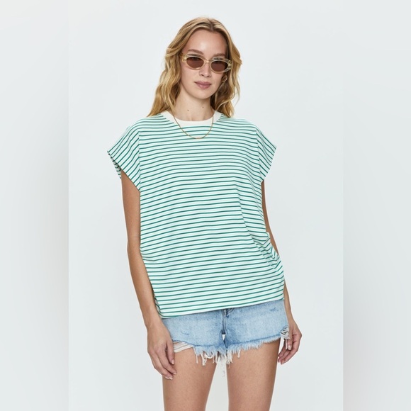 Pistola TRINA MUSCLE TEE - VERT STRIPE - green - small - Picture 1 of 9